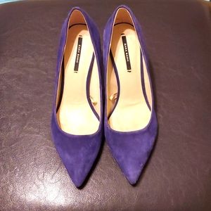 LN Zara Blue Suede Heels Size 6/36